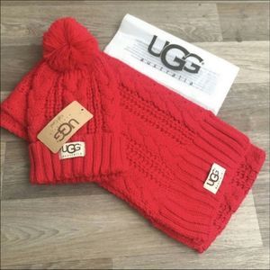 UGG Winter Set Hat Scarf New With Tags Red